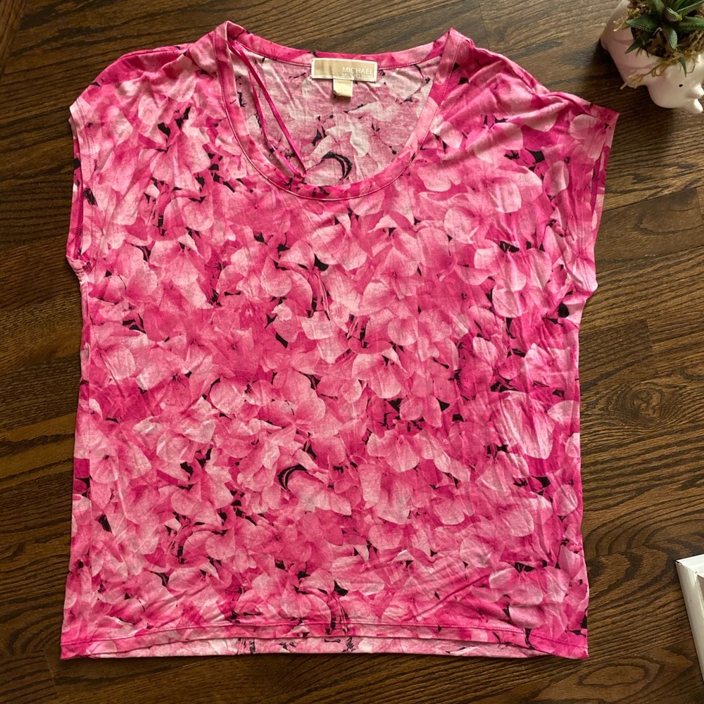 Michael Kors Pink floral top EUC